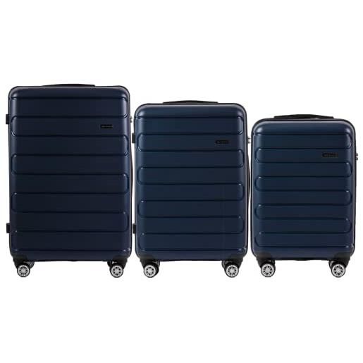 W WINGS wings - borsa da viaggio leggera con ruote e manico telescopico, 3kpl blue, 3 pezzi, valigetta, 3 kpl blu, 3 set, valigetta