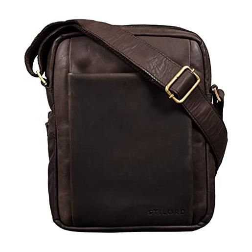 STILORD 'harry' borsello uomo tracolla in pelle borsa messenger piccola in cuoio vintage borsa tablet 10.1. Pollici, colore: marrone scuro - pallido