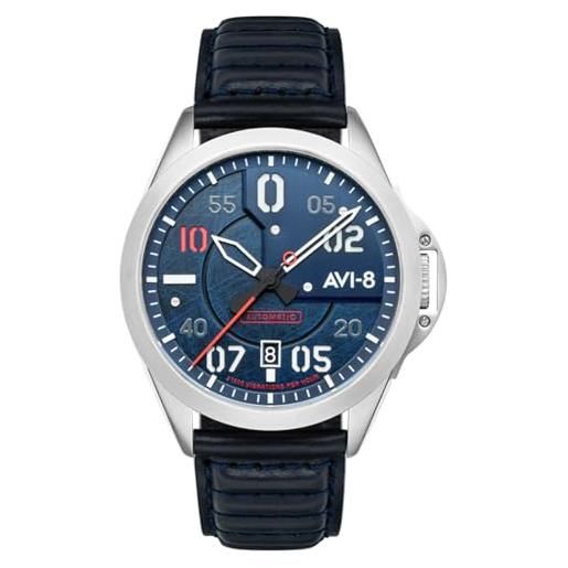 AVI-8 mens 43mm p-51 mustang hitchcock automatic cooperstown japanese quartz pilot watch with leather strap av-4086-02