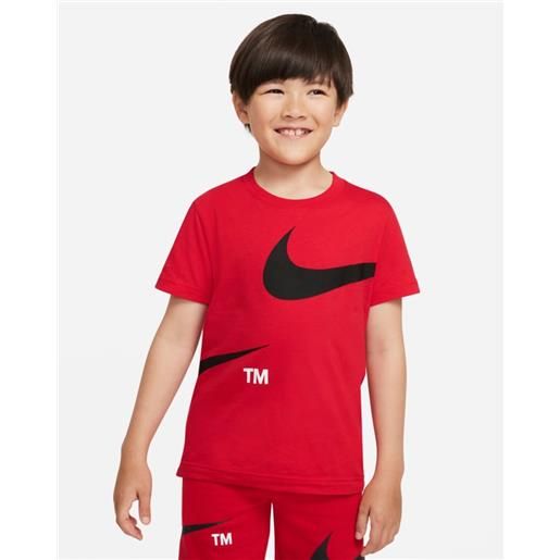 T-shirt ma glia maglietta bambino nike rosso 2021 split swoosh tm cotone 86i012-u10