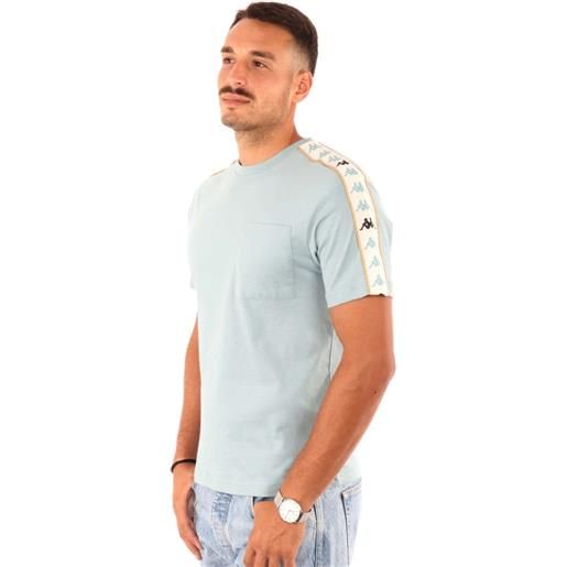 T-shirt maglia maglietta uomo kappa banda 222 azzurro paulo cotone 371c4qw-a07