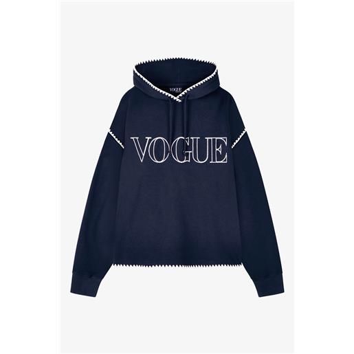 VOGUE Collection felpa con cappuccio vogue handcraft edition blu notte con logo ricamato