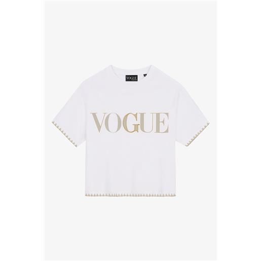 VOGUE Collection t-shirt vogue handcraft edition bianca cropped con logo stampato