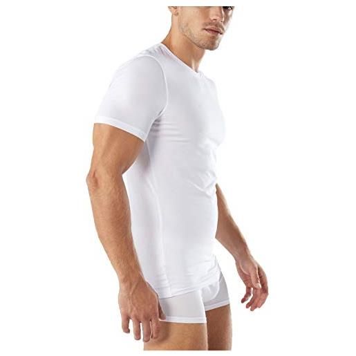 Liabel maglietta intima uomo cotone bielastico girocollo offerta 3 e 6 pezzi, maglia intima uomo elasticizzata, 03858 (3 pezzi bianco, m)