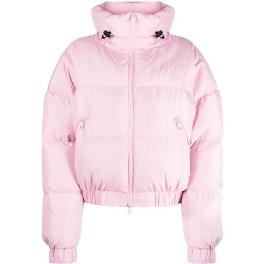 MSGM cappotto imbottito con ricamo logo - rosa