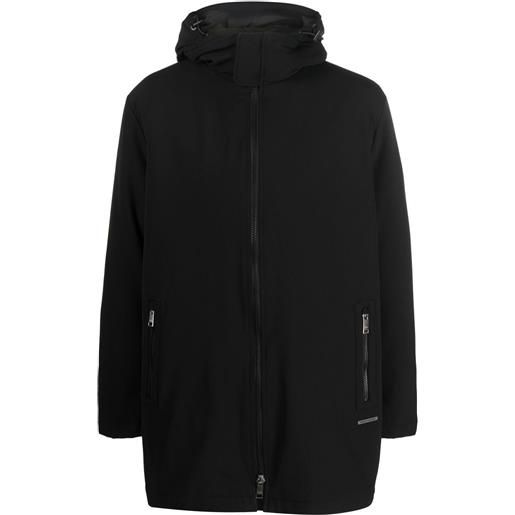 Armani Exchange cappotto doppio strato con cappuccio - nero