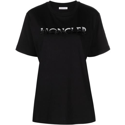 Moncler t-shirt con paillettes - nero