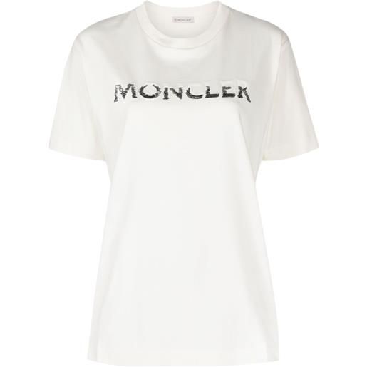 Moncler t-shirt con paillettes - bianco