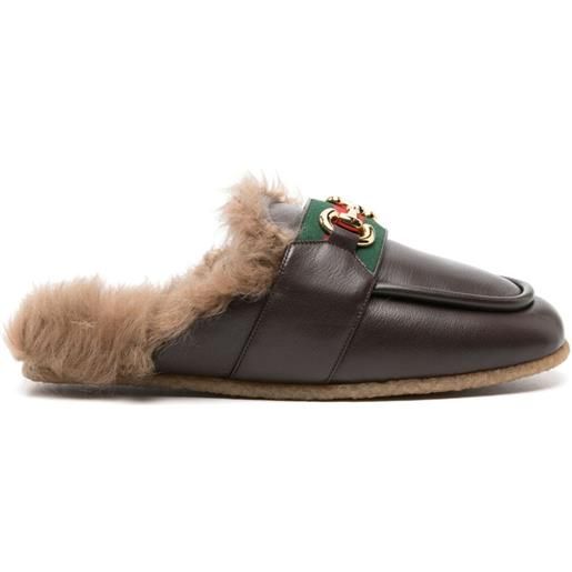 Gucci slippers con morsetto - marrone