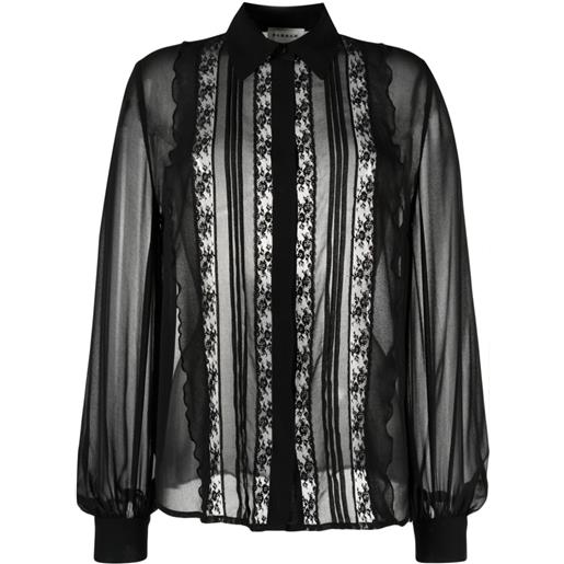 P.A.R.O.S.H. puff-sleeves sheer shirt - nero