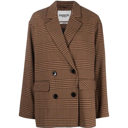 Essentiel Antwerp blazer doppiopetto a quadri - marrone