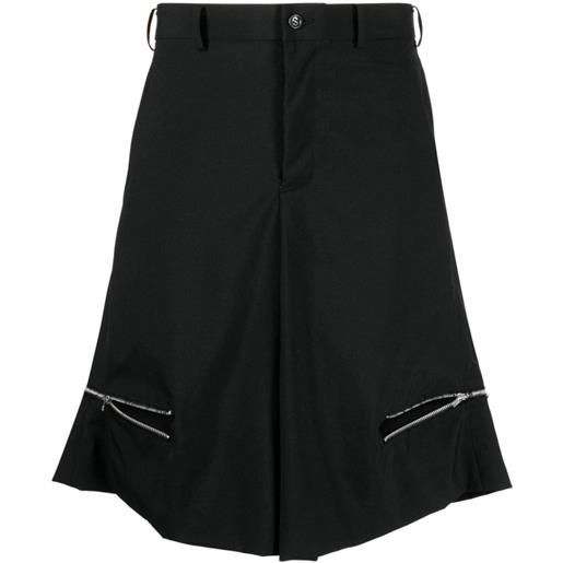 Black Comme Des Garçons shorts con zip - nero