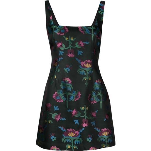 Cynthia Rowley abito corto smanicato a fiori jacquard - verde