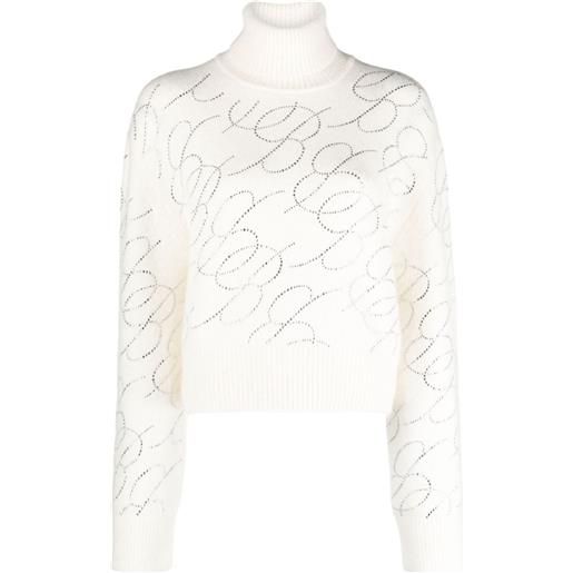 Blumarine maglione a collo alto con logo - bianco