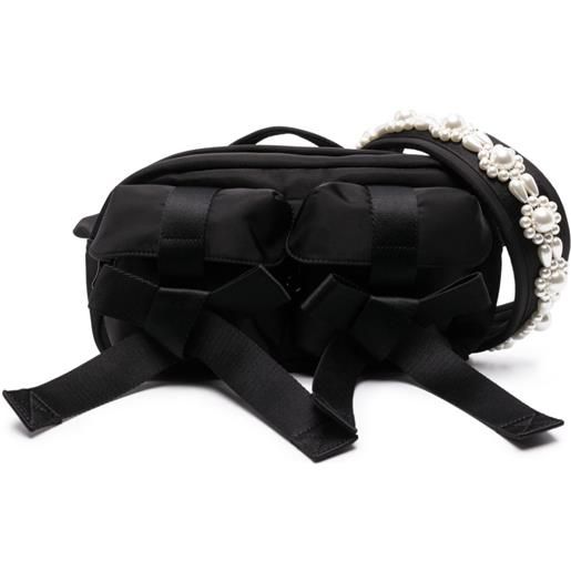 Simone Rocha borsa tote con decorazione di finte perle - nero
