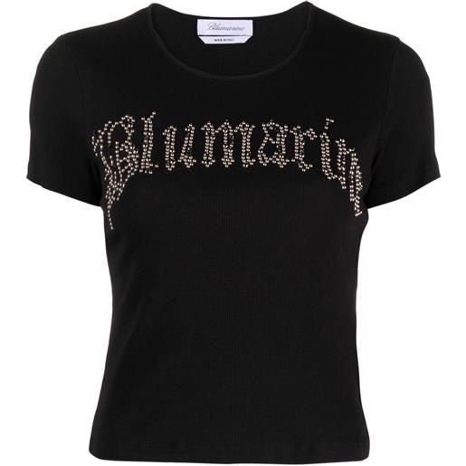 Blumarine t-shirt a coste con logo - nero