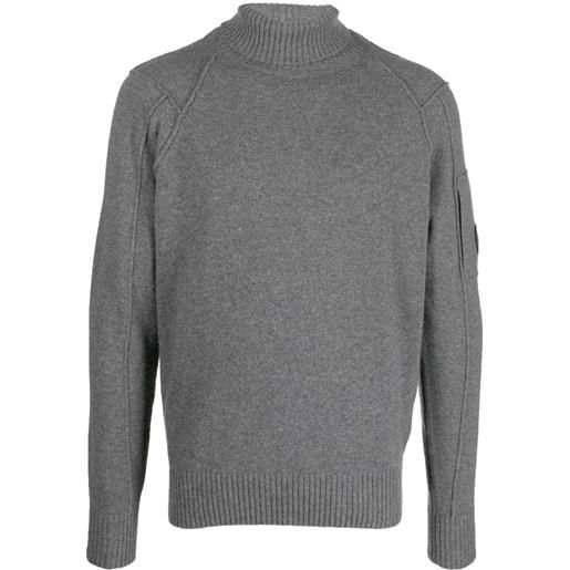 C.P. Company maglione a collo alto con placca logo - grigio