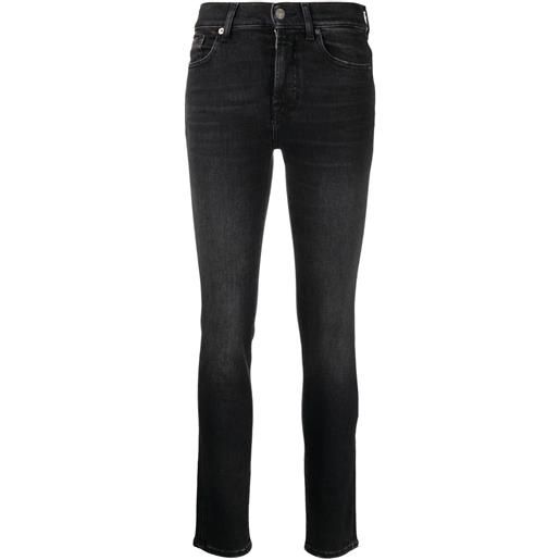 7 For All Mankind jeans skinny con vita media - nero