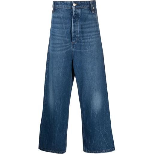 AMI Paris jeans a gamba ampia con applicazione - blu