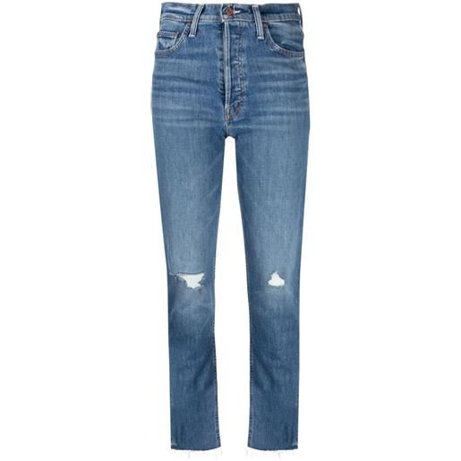 MOTHER jeans crop tomcat con effetto schiarito - blu