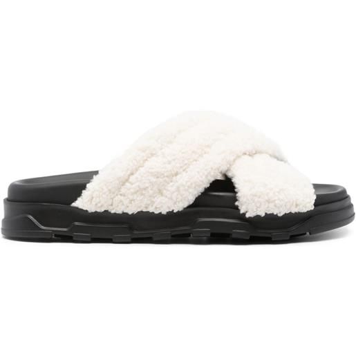 Fabiana Filippi sandali slides con finto shearling - bianco