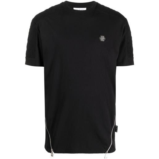 Philipp Plein t-shirt con zip - nero