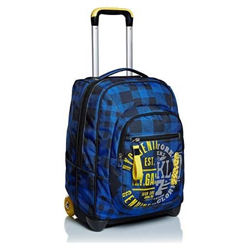 Invicta Trolley Scuola, Blu, Camo Shades, 2 in 1, Doppio Uso, Zaino con  Carrello Fisso e Crossover System, Viaggio, Unisex