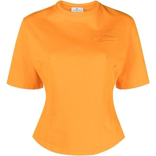 ETRO t-shirt con applicazione pegaso - arancione