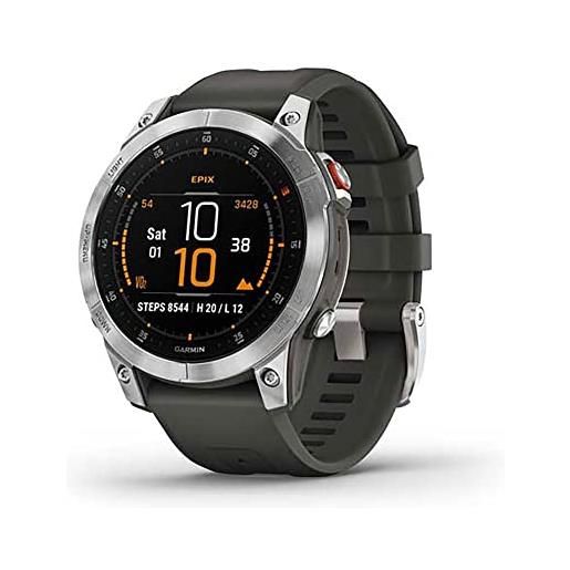Garmin epix, smartwatch, 47mm, display amoled 1,3, touchscreen, +30 sport, gnss multi-band, cardio, spo2, mappe, autonomia 16 giorni (grigio ardesia), nero, 4.7 x 4.7 x 1.51 cm, 85 grammi