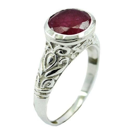 55Carat 55 carati genuino indian rubino anello in argento sterling per le donne di forma ovale, con pietra taglio h-z, 61 (19.4), colore: pink, cod. 55ctir012_s