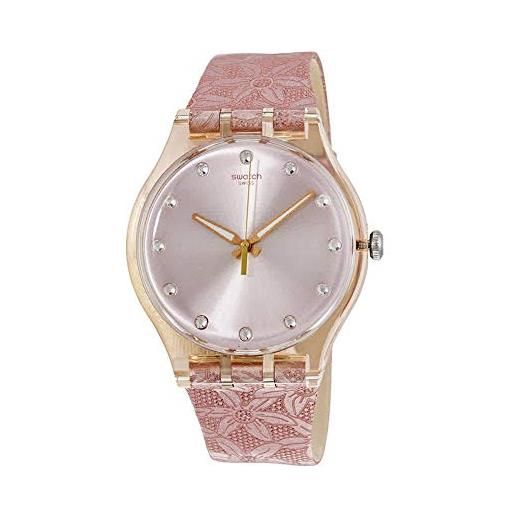 Swatch orologio Swatch originals sout100 al quarzo (batteria) pvc quandrante rosa cinturino pelle
