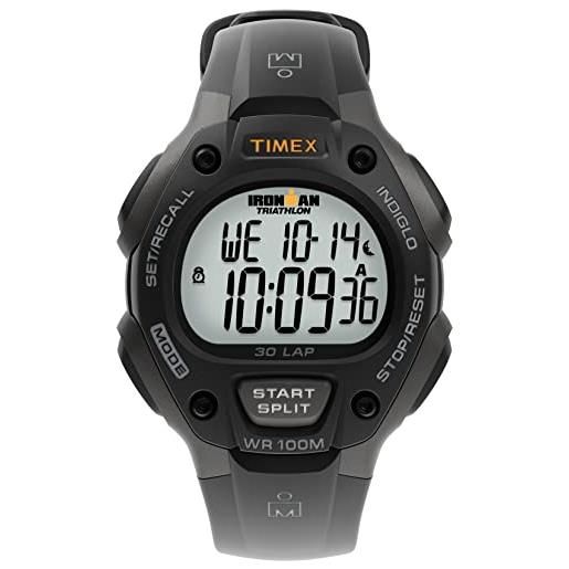 Timex ironman t5e901 orologio da polso, cronografo da uomo, cinturino in resina, grigio/nero