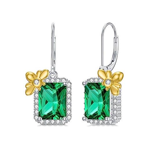 LONAGO orecchini smeraldo 925 sterling silver ape con verde smeraldo goccia penzolante orecchini per donna