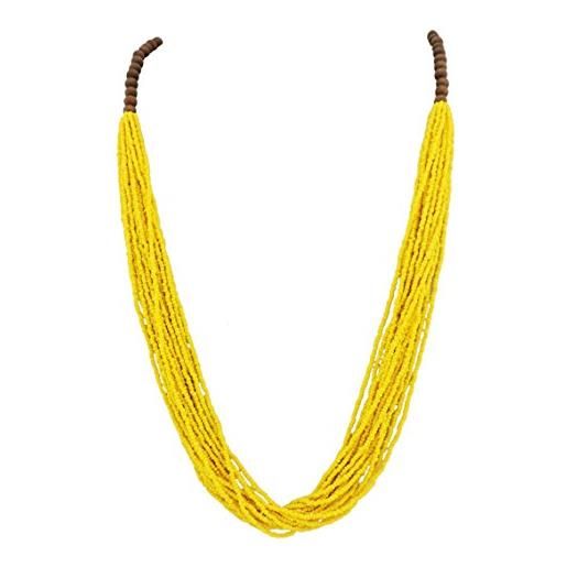 Bocar collana lunga di dichiarazione di perline fatta a mano con scatola regalo (nk-10407=yellow)