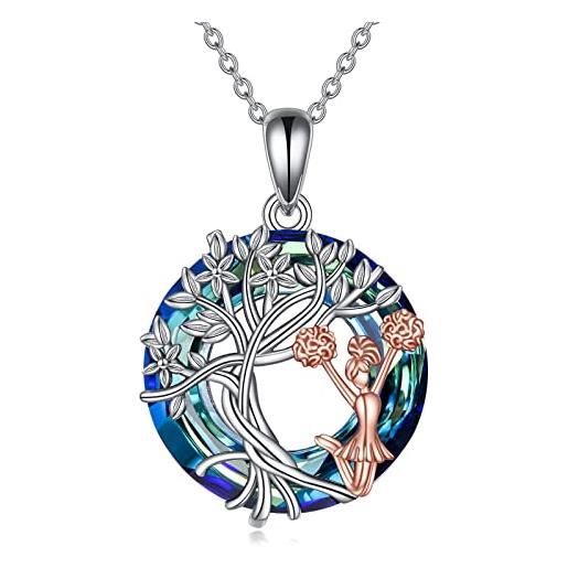 YFN collana cheerleader argento sterling ciondolo cristallo albero della vita gioielli compleanno regali di laurea per donna bambina