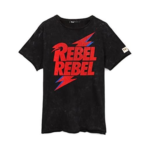 David Bowie t-shirt unisex adulti rebel rebel song music band black tee l