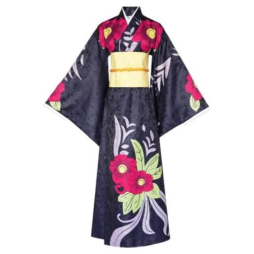 COSDREAMER kimono giapponese yukata da uomo e donna, vestaglia kimono giapponese, colore: nero. , large