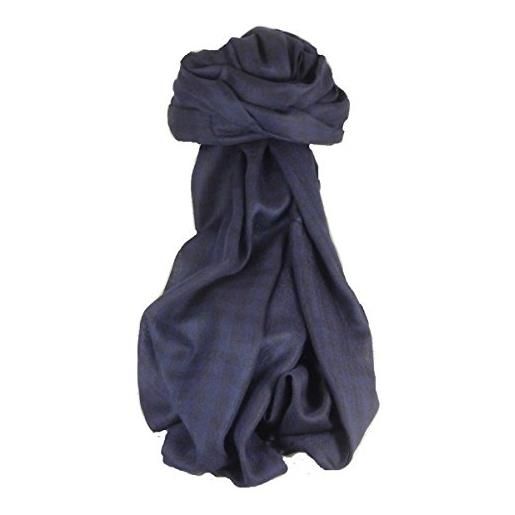 Pashmina & Silk cachemire prima qualità muffler sciarpa srinagar small check dark blue da Pashmina & Silk