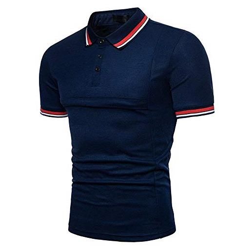 Huixin magliette da uomo polo da golf classica da estiva uomo skinny maglietta taglia large casual manica corta maglietta basic nera (color: blu, size: m)