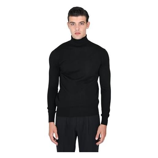 Ciabalù maglione uomo collo alto bianco blu slim maglioncino dolcevita lupetto pullover (blu cobalto, l)