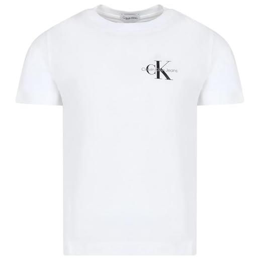 Calvin Klein Jeans chest monogram ib0ib01231 top in maglia a maniche corte, bianco (bright white), 14 anni bambini e ragazzi