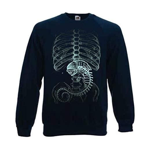 t-shirteria felpa girocollo blu scuro - tribut alien - inside rx - s m l xl xxl maglietta by tshirteria