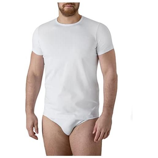 Felis confezione da 3 girocollo mezza manica uomo classico, cotone elasticizzato, maglietta t-shirt, uomo bianco, traspiranti e comode