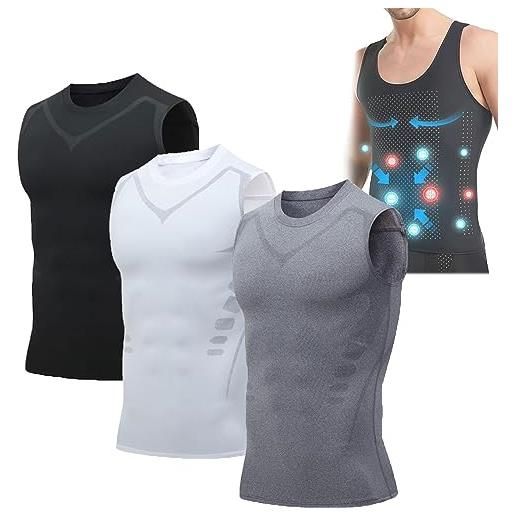 OSTRI 2023 new version ionic shaping sleeveless shirt, ion shaping vest, guys men compression top (3pcs, xl)