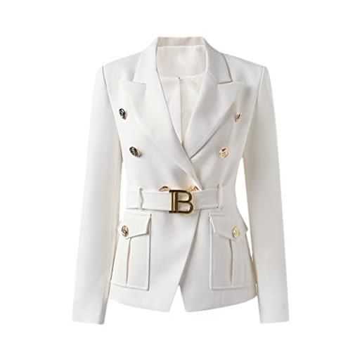 Alloaone la fabbrica personalizza i blazer tascabili da donna neri bianchi da ufficio in stile classico con blet white s