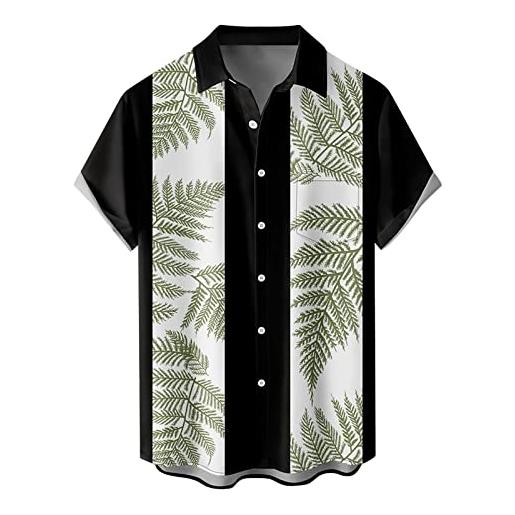 Xmiral camicia 3d print painting hawaiana floreale uomo donna colletto rovesciato camicie da uomo vintage street t shirt corta (l, rosa caldo)