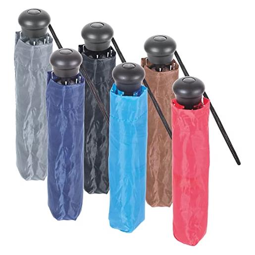 PraTiKo Life 6 pezzi ombrello mini pieghevole resistente al vento, inox, compatto e leggero, indispensabile per i viaggi, colori assortiti