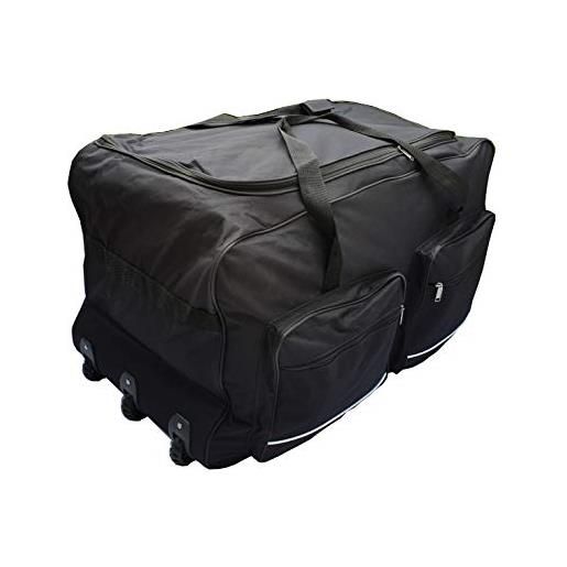 Sport borsa da viaggio morbida valigia sportiva trolley grande con ruote. Taglia l-100l, xl-115l, xxl-150l, ​​xxxl-200l. Nero e blu (nero, 150l)