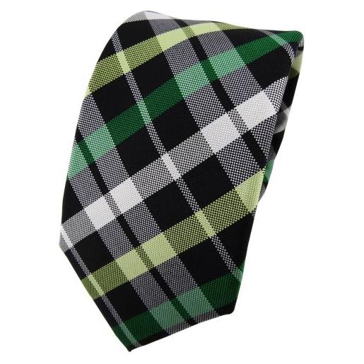 Enrico Sarto cravatta di seta di qualità - verde nero argento grigio a scacchi - cravatta in seta