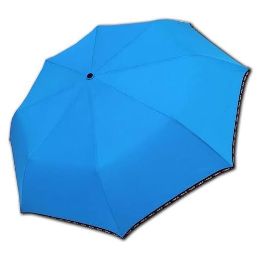 H.DUE.O ombrello pieghevole automatico apri/chiudi antivento robusto. Ombrello tinta unita tessuto asciugatura rapida [portofino] [azzurro]